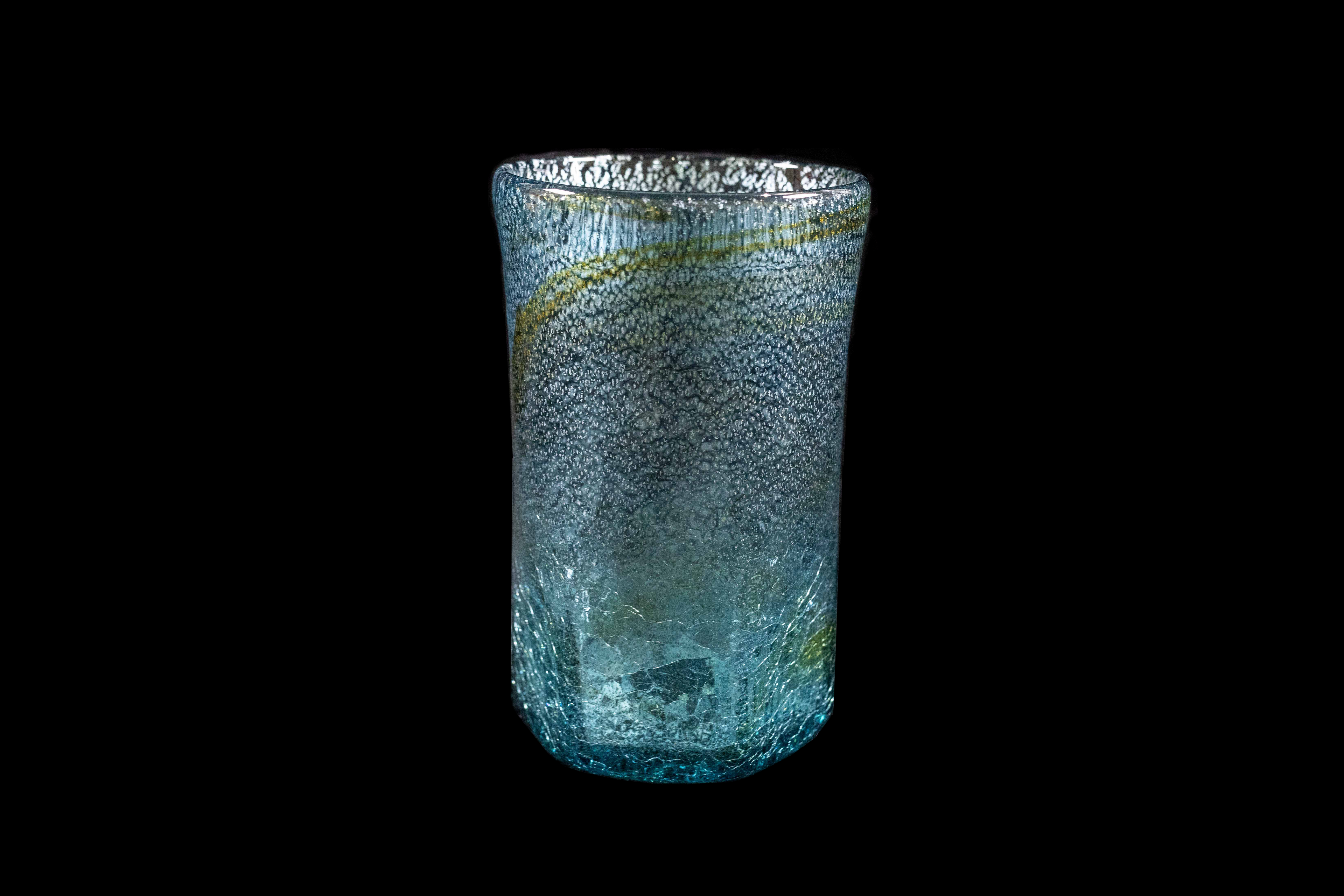 Silver Flake Octagonal Glass (Michinoku Blue Color)