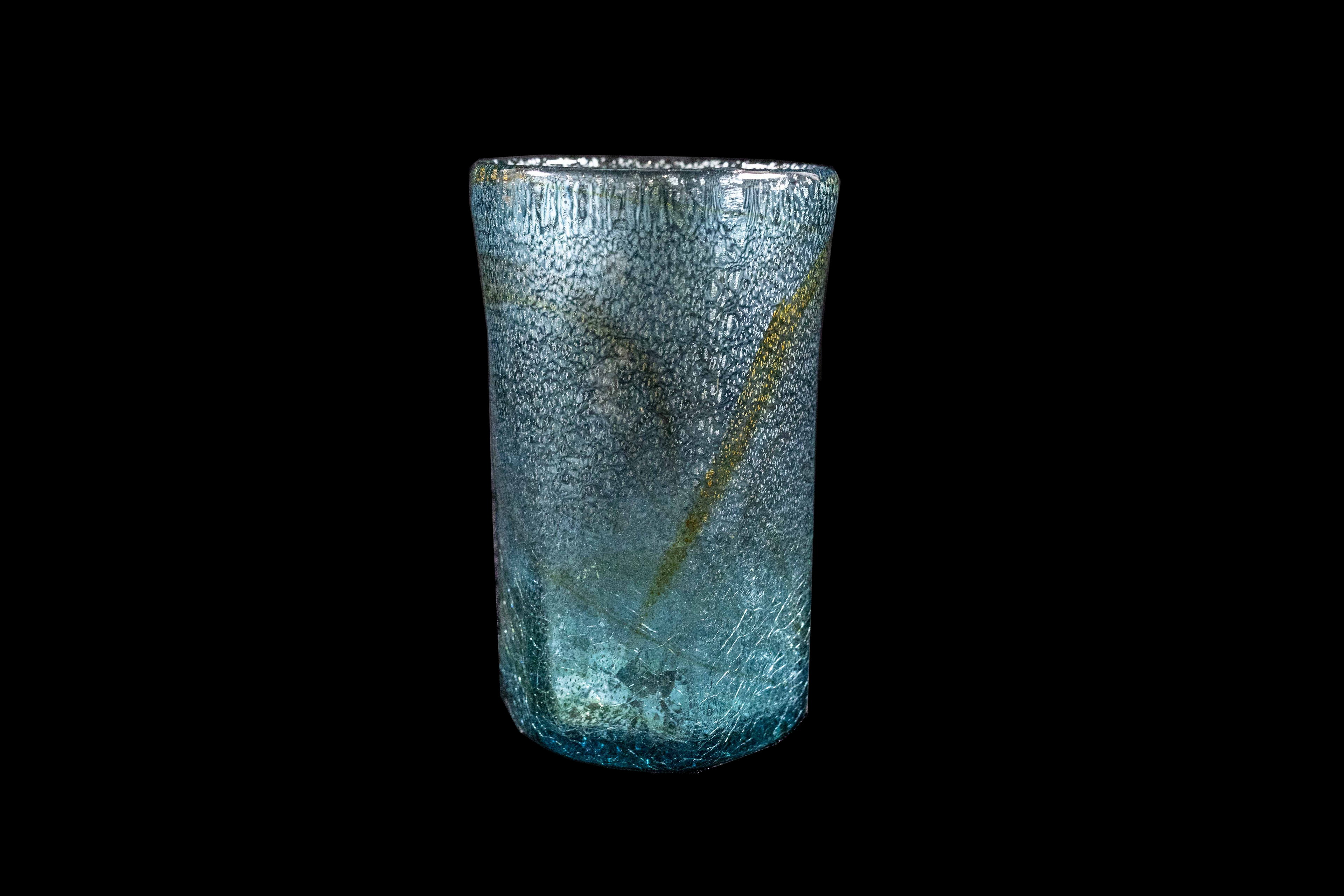 Silver Flake Octagonal Glass (Michinoku Blue Color)