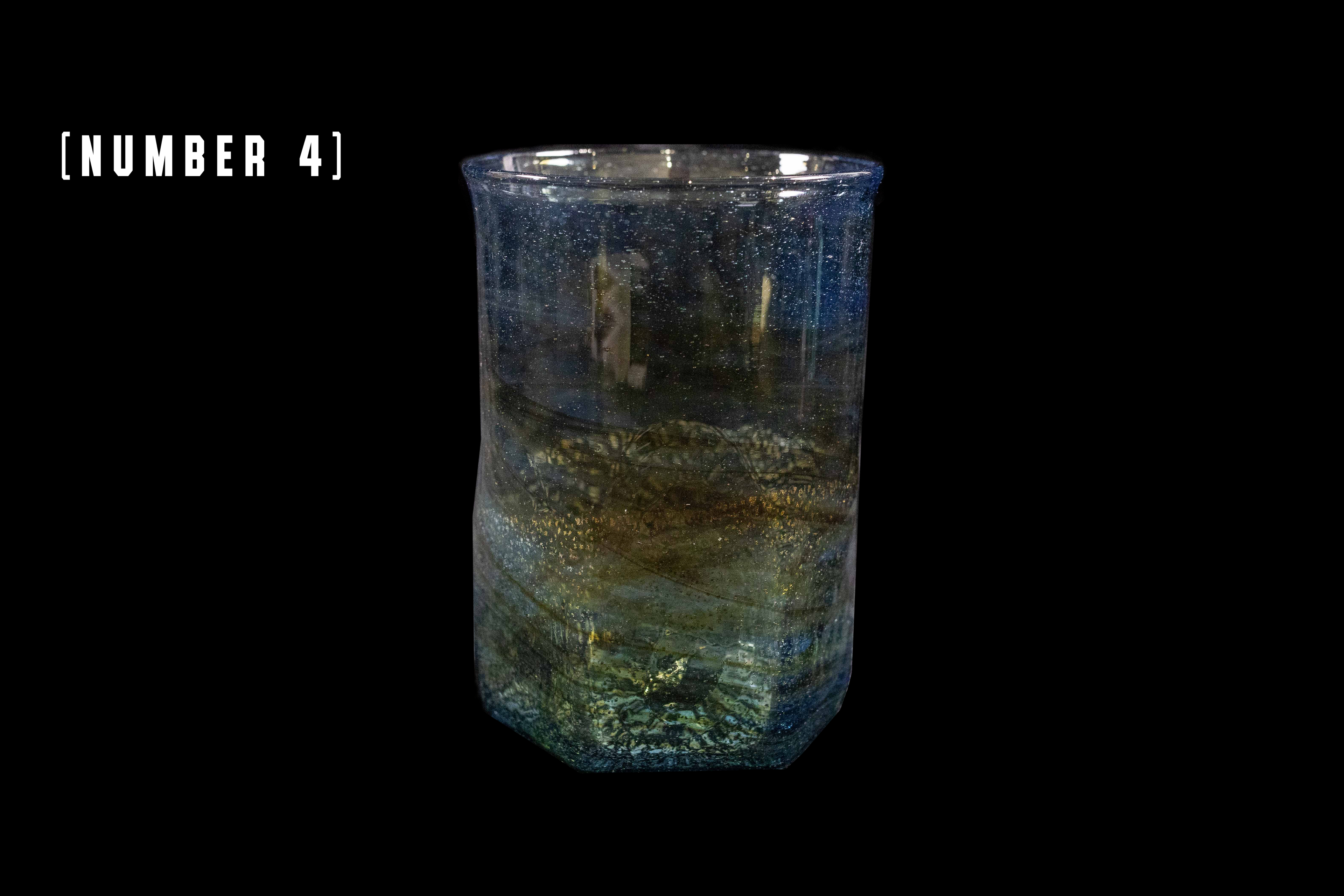 Silver Flake Octagonal Glass (Michinoku Blue Color)