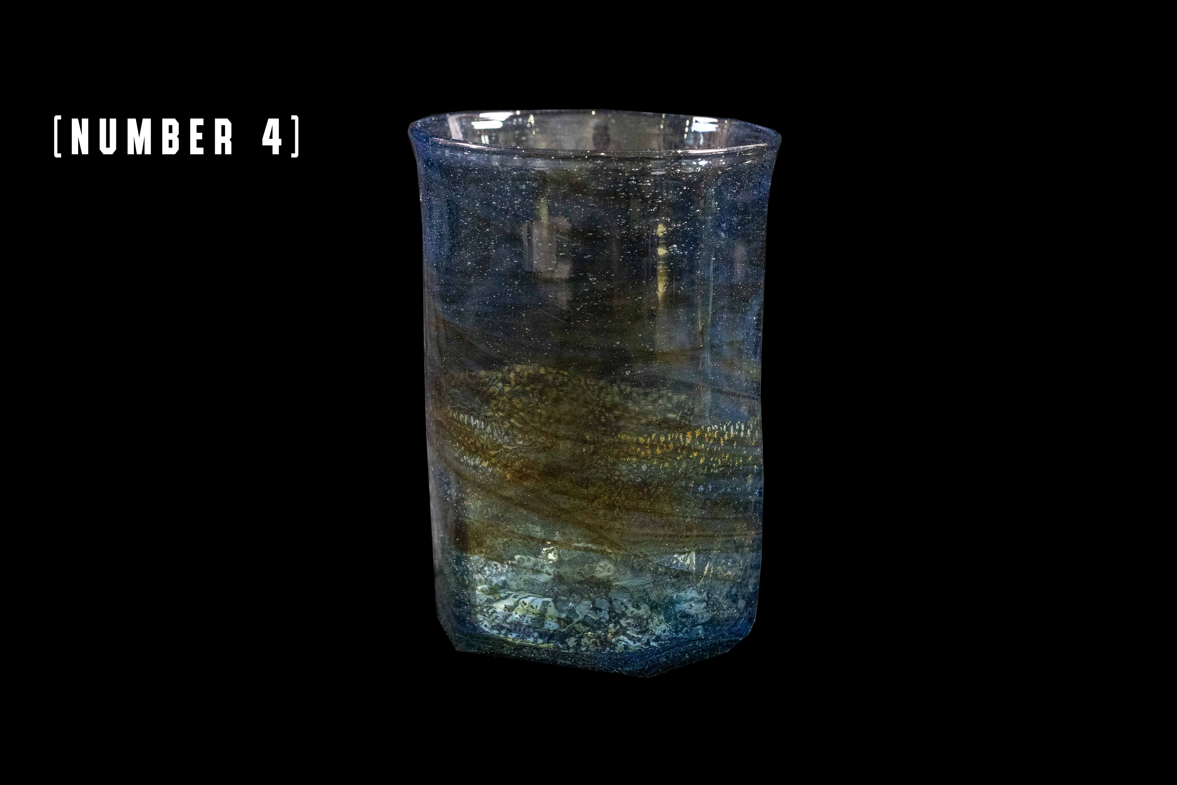 Silver Flake Octagonal Glass (Michinoku Blue Color)