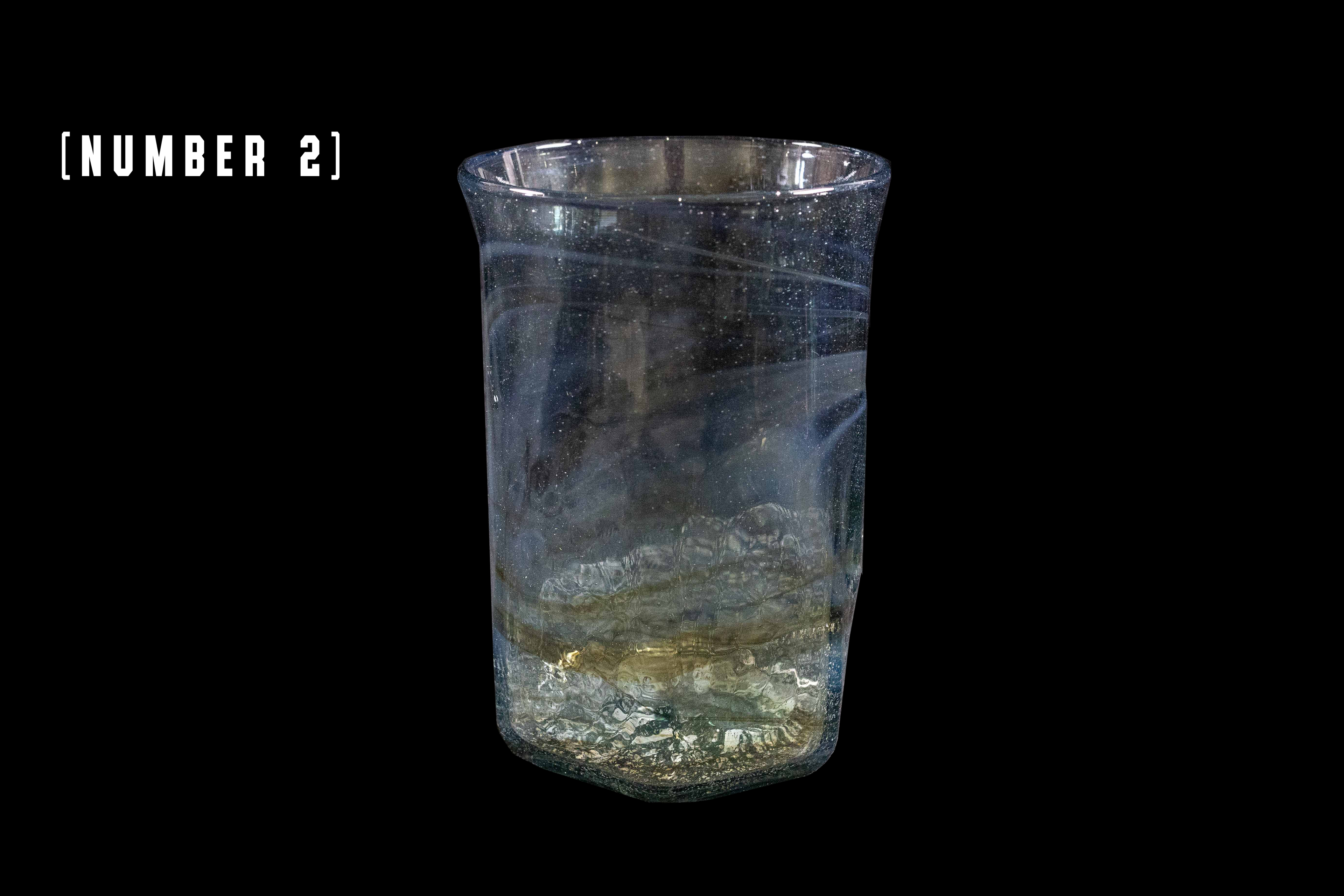 Silver Flake Octagonal Glass (Michinoku Blue Color)