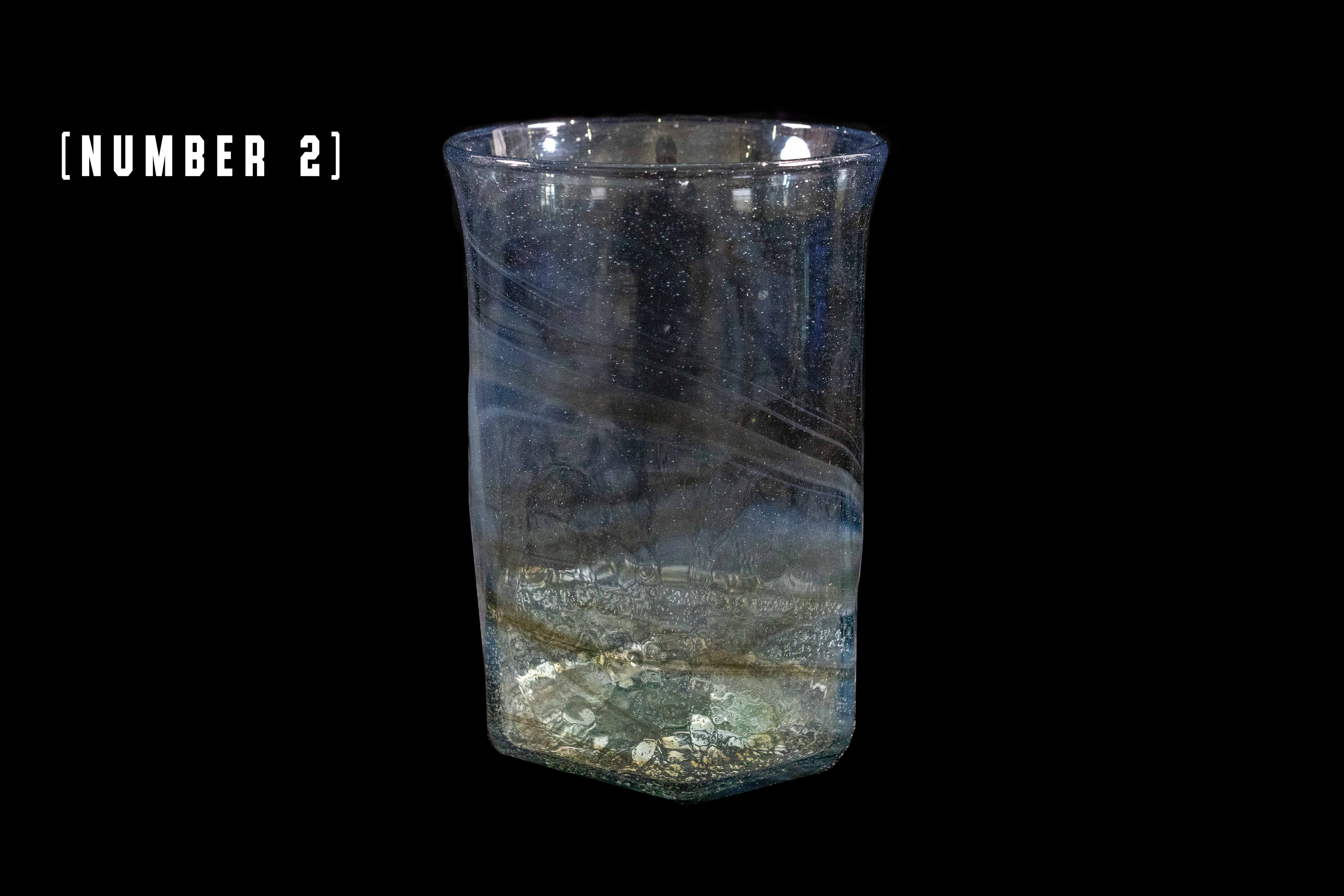 Silver Flake Octagonal Glass (Michinoku Blue Color)