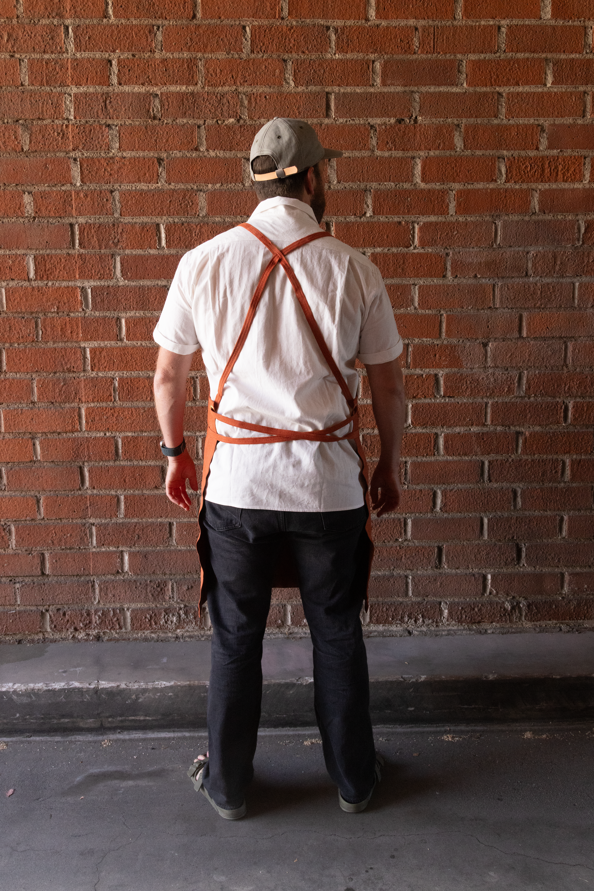 White Bark Workwear Full Cross-Back Apron - Terra Cotta