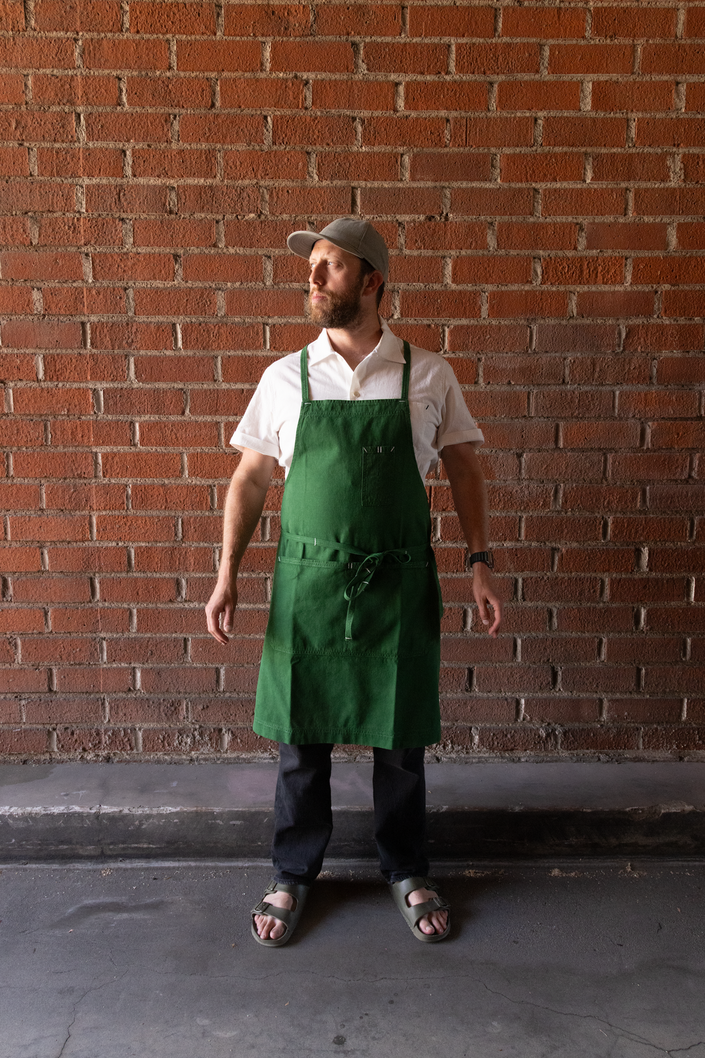 White Bark Workwear Full Cross-Back Apron - Parsley