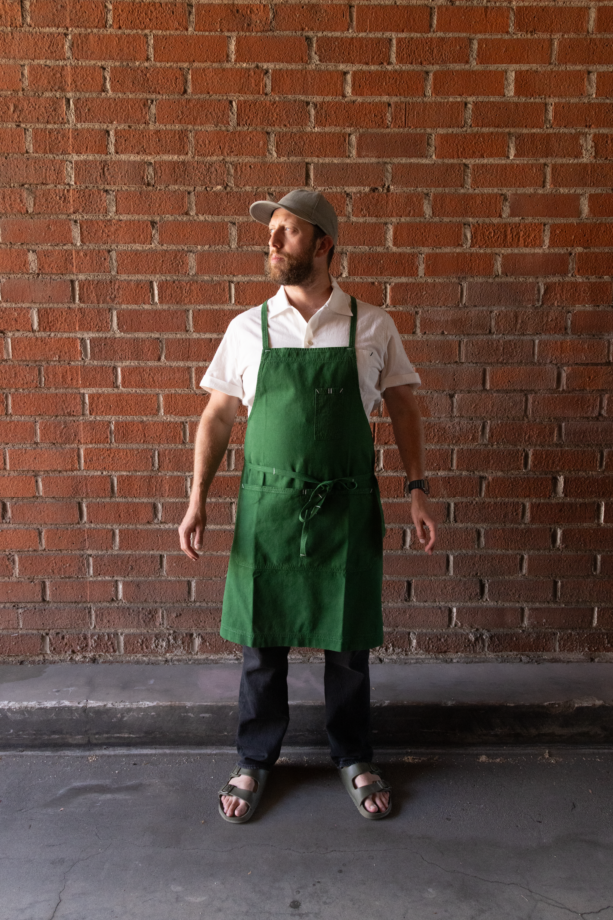 White Bark Workwear Full Cross-Back Apron - Parsley