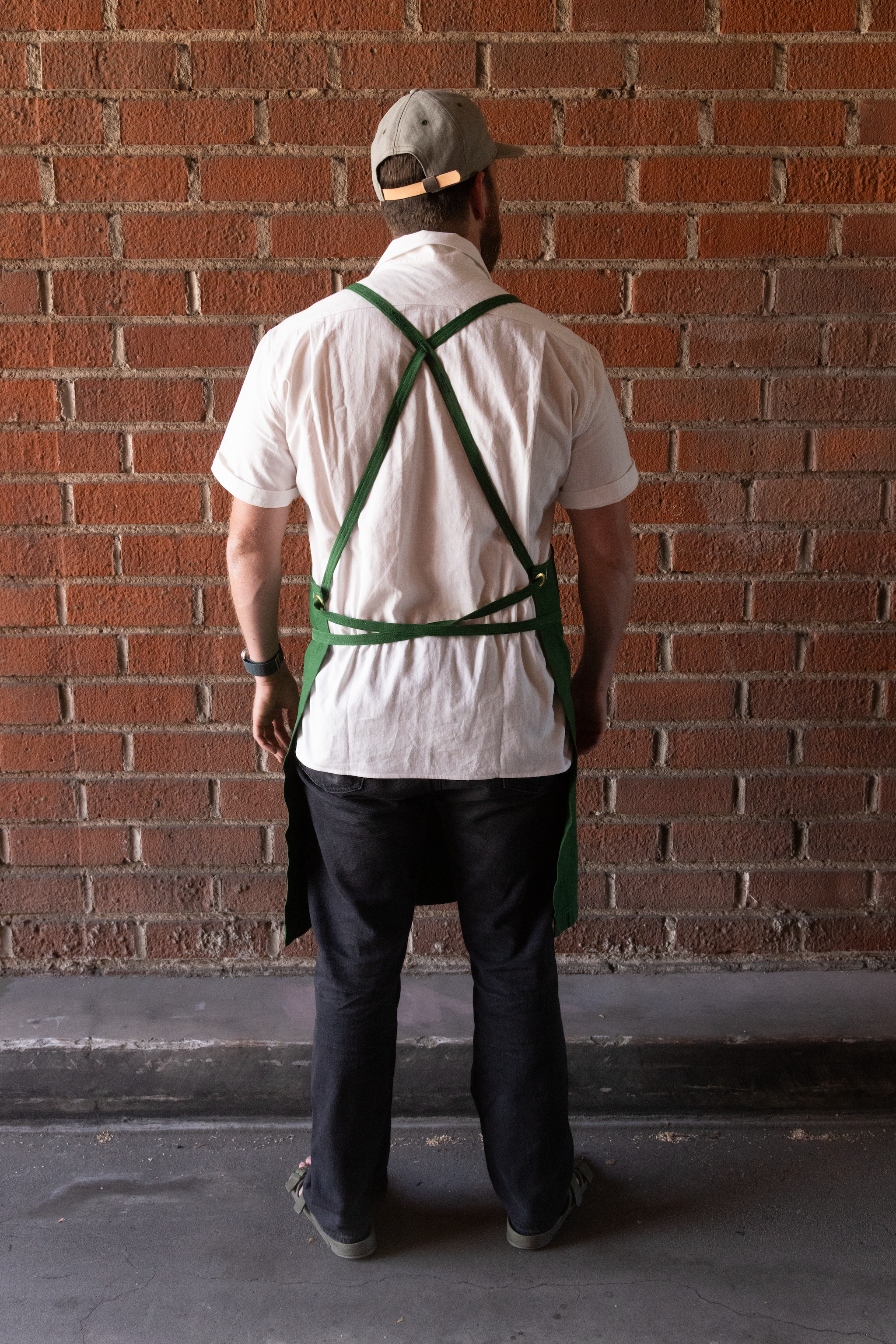 White Bark Workwear Full Cross-Back Apron - Parsley