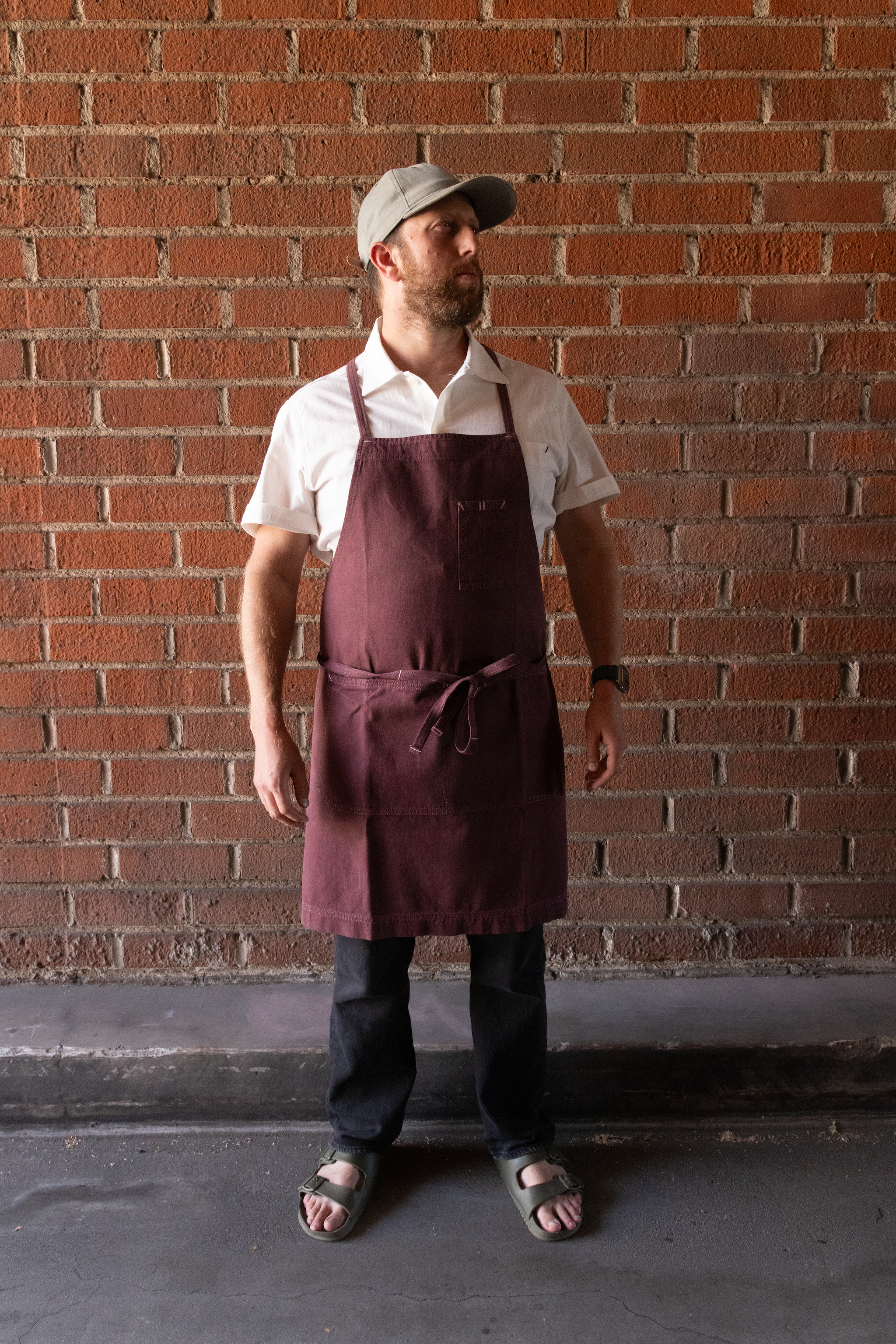White Bark Workwear Full Cross-Back Apron - Mulberry