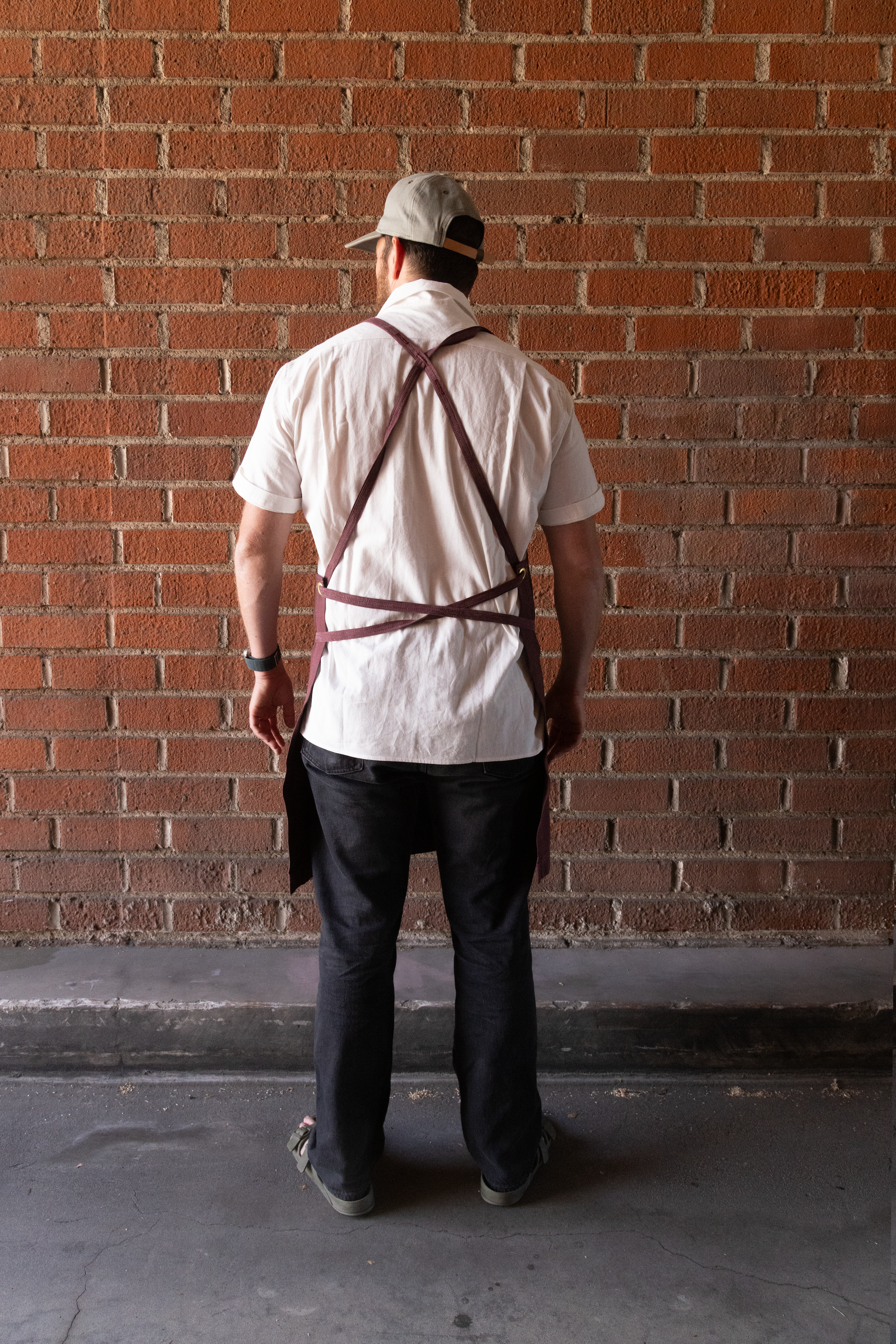 White Bark Workwear Full Cross-Back Apron - Mulberry